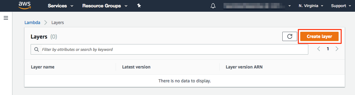 Lambda Create Layer.