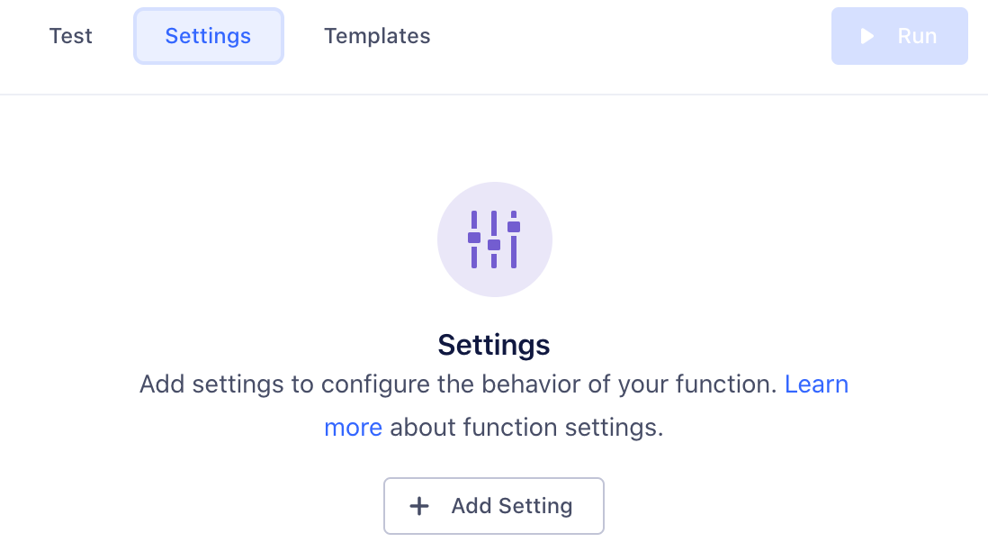A screenshot of the functions settings tab