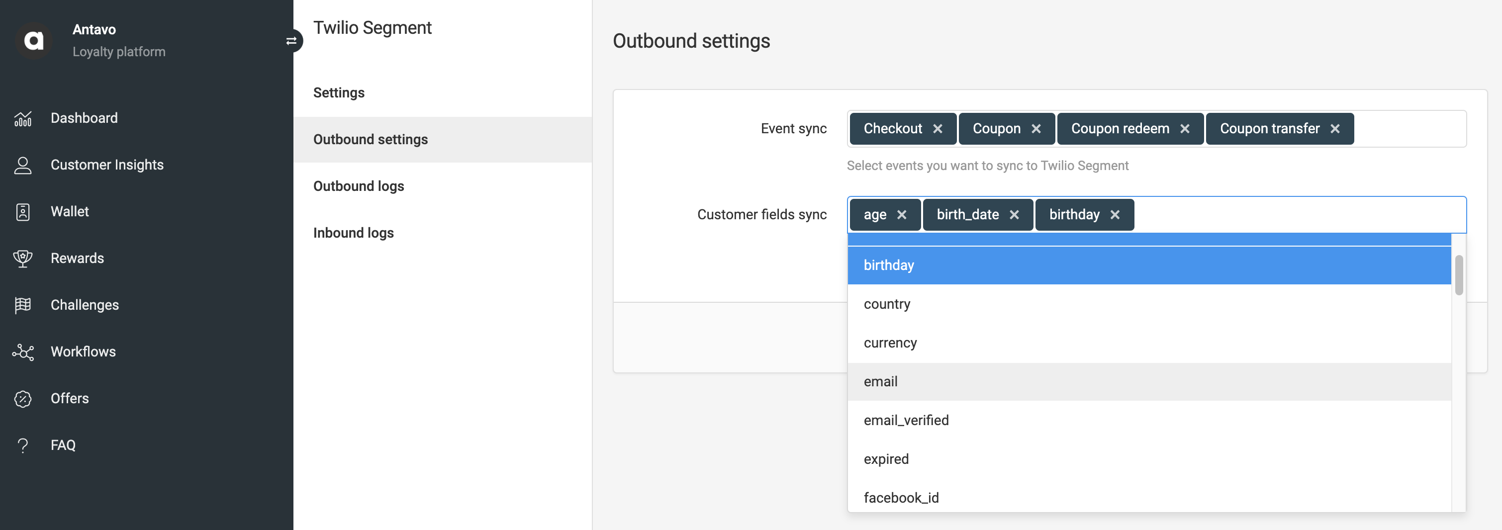 Configure event synchronization