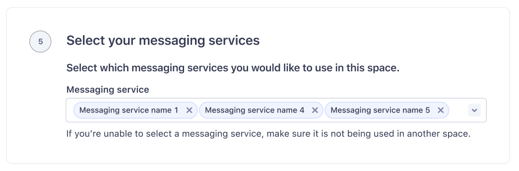 Selecting messaging services in Engage setup