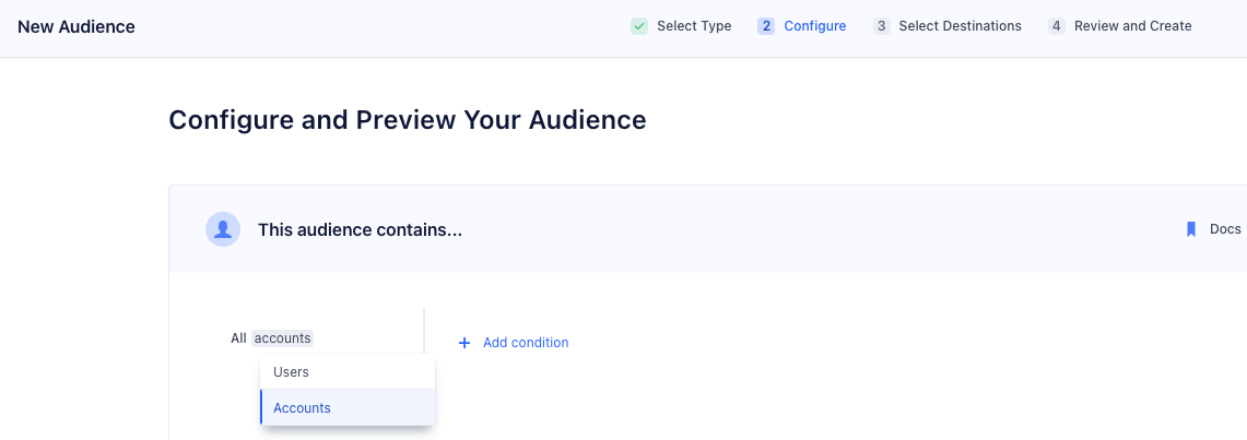 Use this control to access account level audience conditions